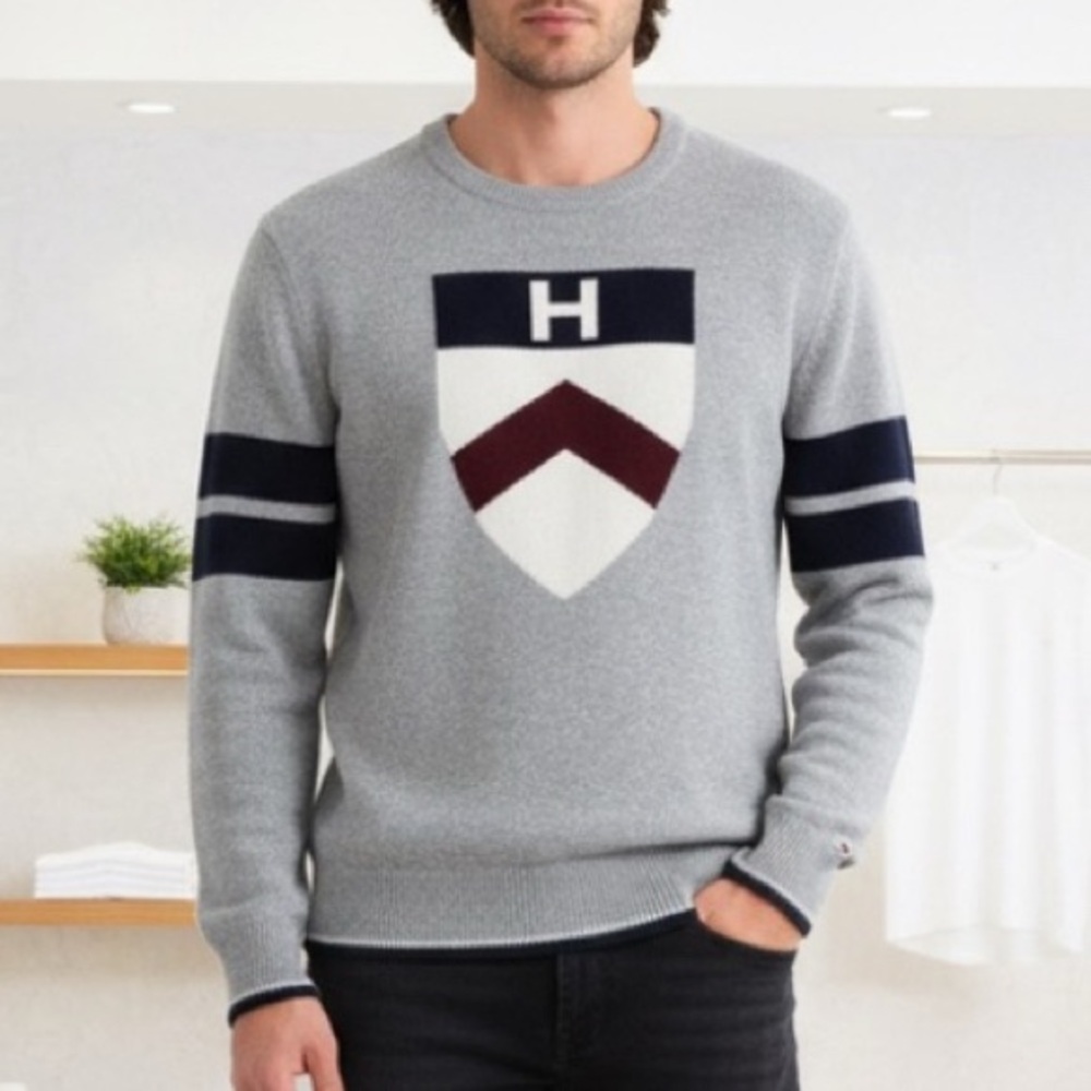 Tommy Hilfiger Crewneck Gray Lambswool Sweater
